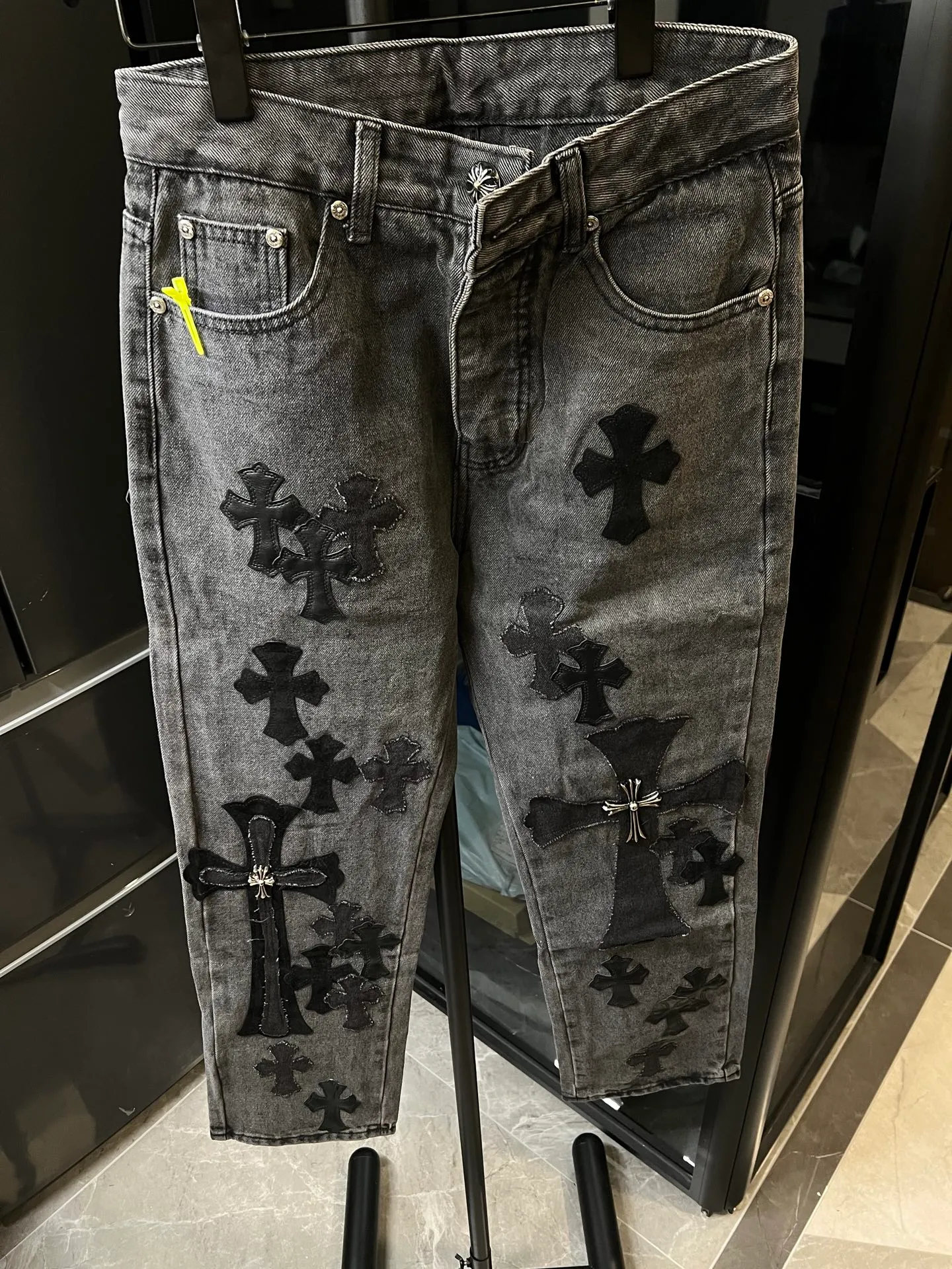 P270 [Special Version] Chrome Hearts/Chrome Heart 25Ss CH Large Cross Limited Blue Ox King Jeans (Black) Size: 28 30 32 34 36 (corresponding to s-xxl) Detailed sizes can be found in Figure 9